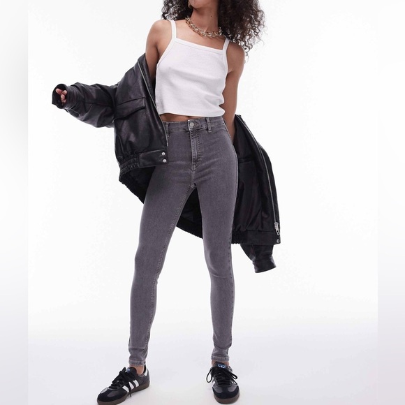 Topshop Denim - Topshop joni jeans in gray night waist gray jeans skinny jeans